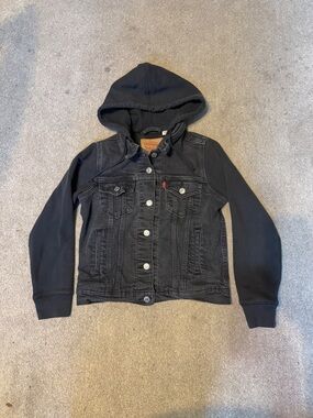 Levi’s Black Fleece Denim Hooded Jacket Size S